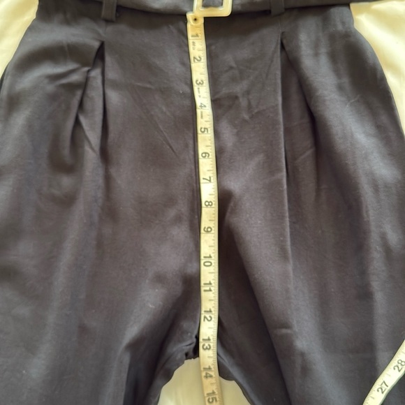 Monteau Black Strapless Jumpsuit Belted Linen Blend Wide-Leg Palazzo Style Sz M - Picture 11 of 13